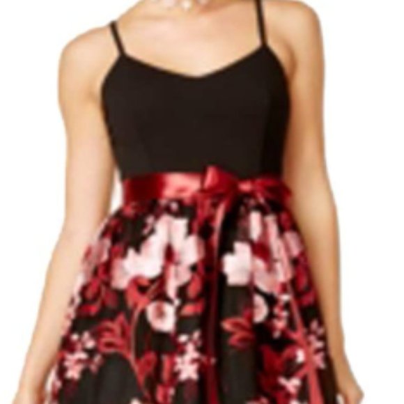 🌻 Teeze Me Juniors' Embroidered Fit & Flare Dress - Picture 3 of 6